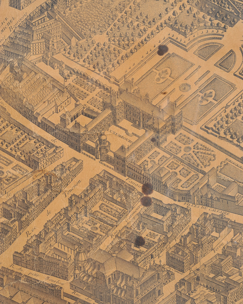 Framed Bird's Eye Map of Paris After Michel-Étienne Turgot 8 Ft