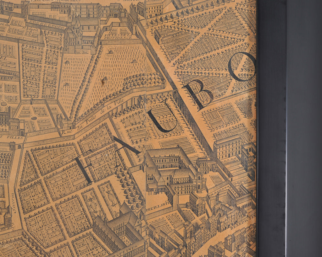 Framed Bird's Eye Map of Paris After Michel-Étienne Turgot 8 Ft
