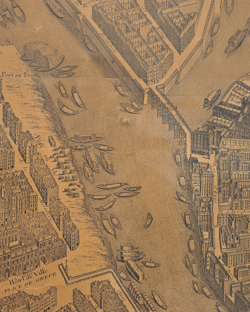 Framed Bird's Eye Map of Paris After Michel-Étienne Turgot 8 Ft