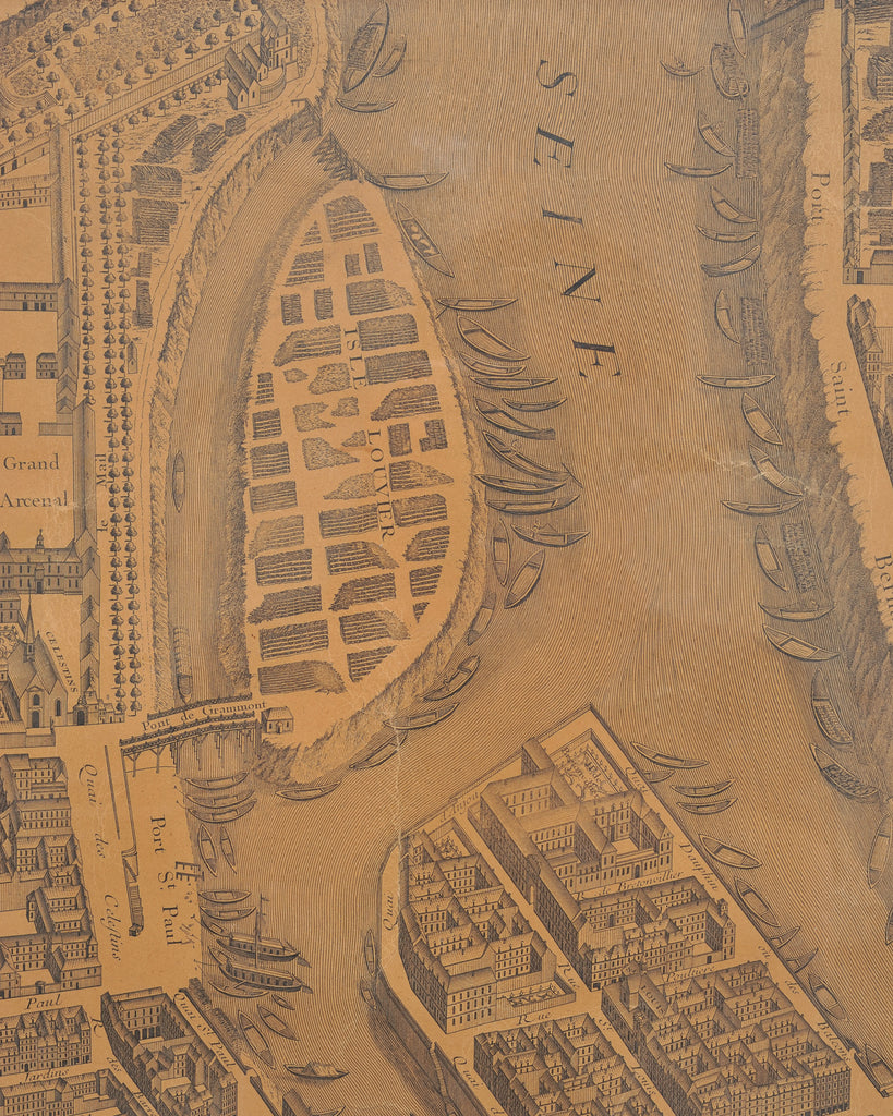 Framed Bird's Eye Map of Paris After Michel-Étienne Turgot 8 Ft