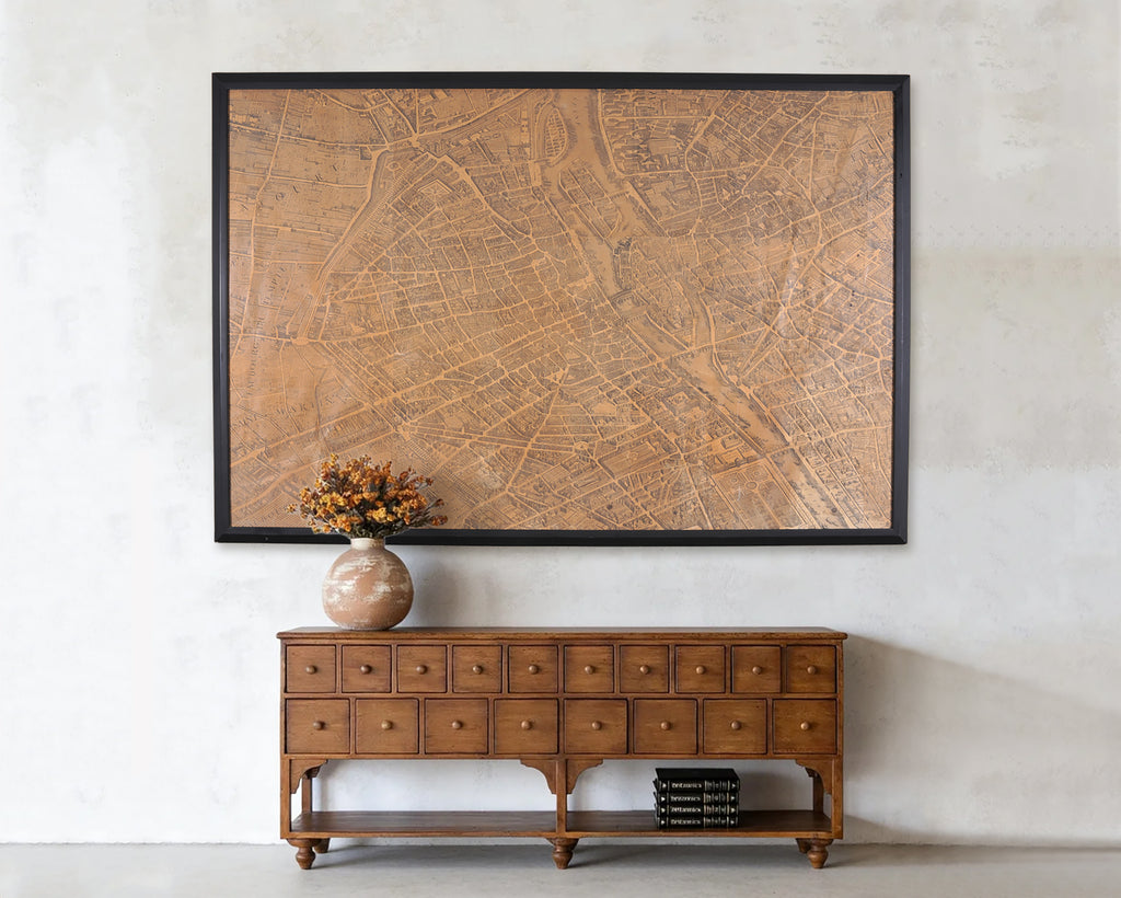 Framed Bird's Eye Map of Paris After Michel-Étienne Turgot 8 Ft