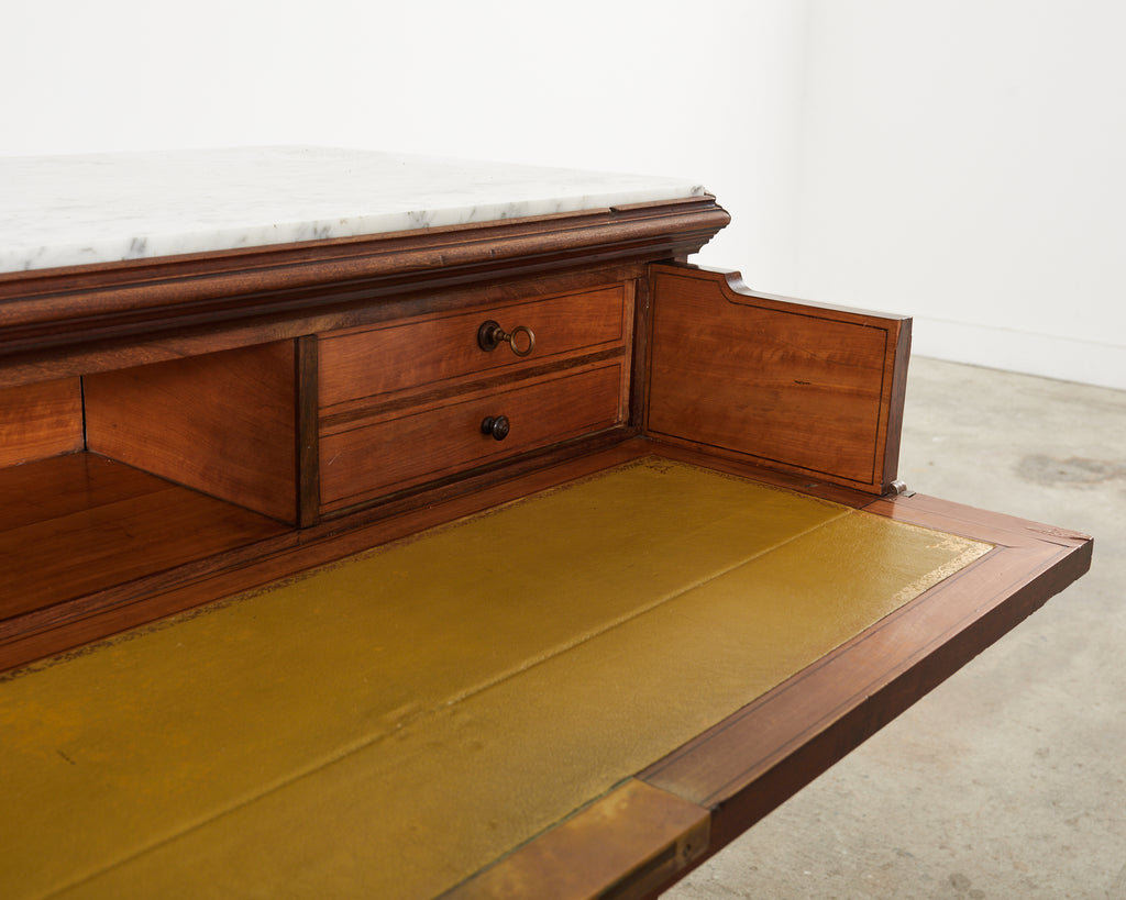 French Louis Philippe Marble Top Commode with Secretary