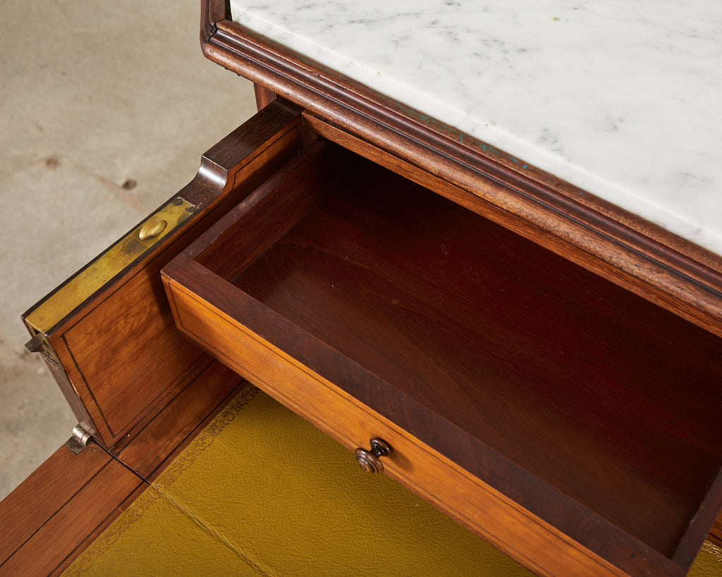 French Louis Philippe Marble Top Commode with Secretary