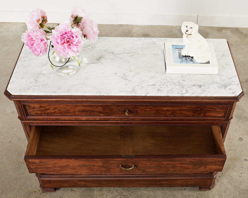 French Louis Philippe Marble Top Commode with Secretary