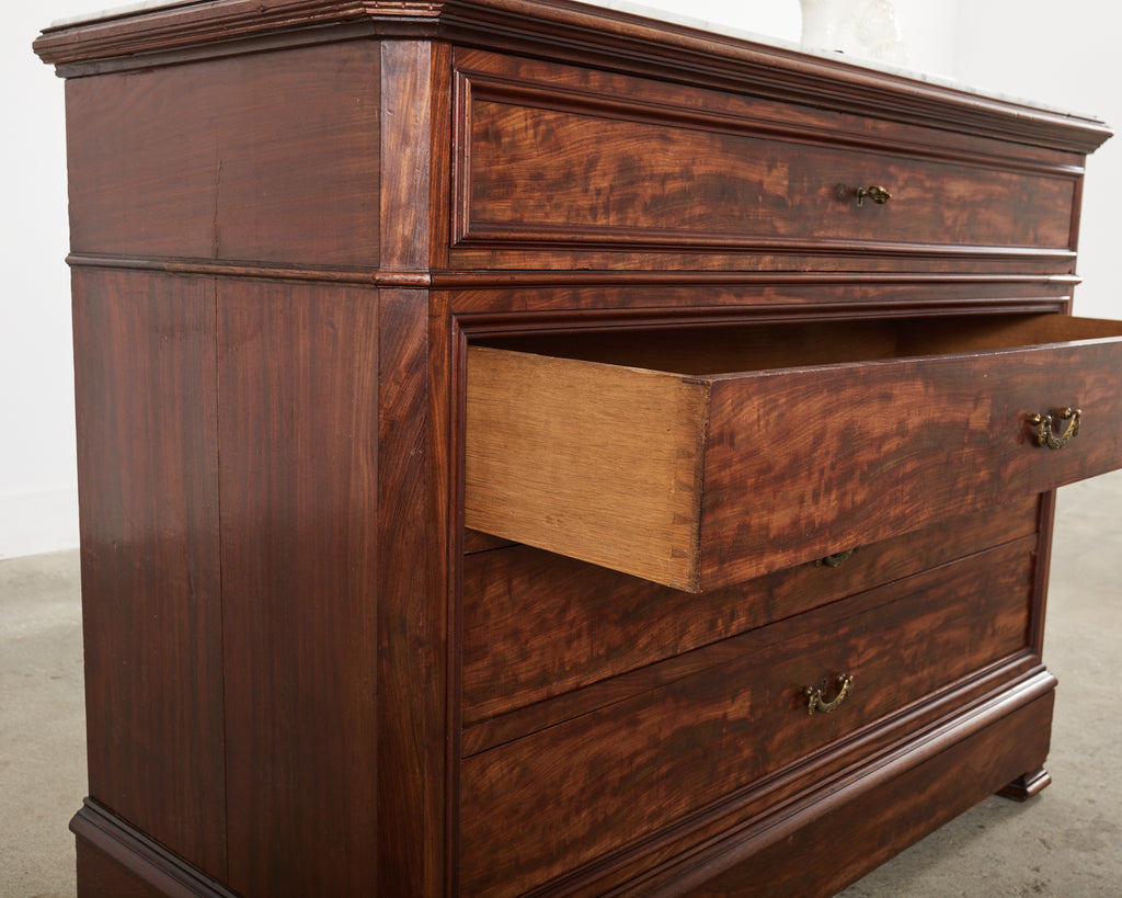 French Louis Philippe Marble Top Commode with Secretary