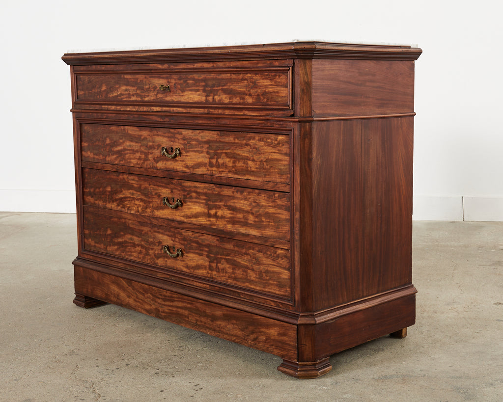 French Louis Philippe Marble Top Commode with Secretary