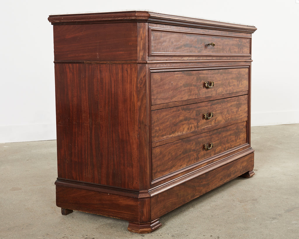 French Louis Philippe Marble Top Commode with Secretary