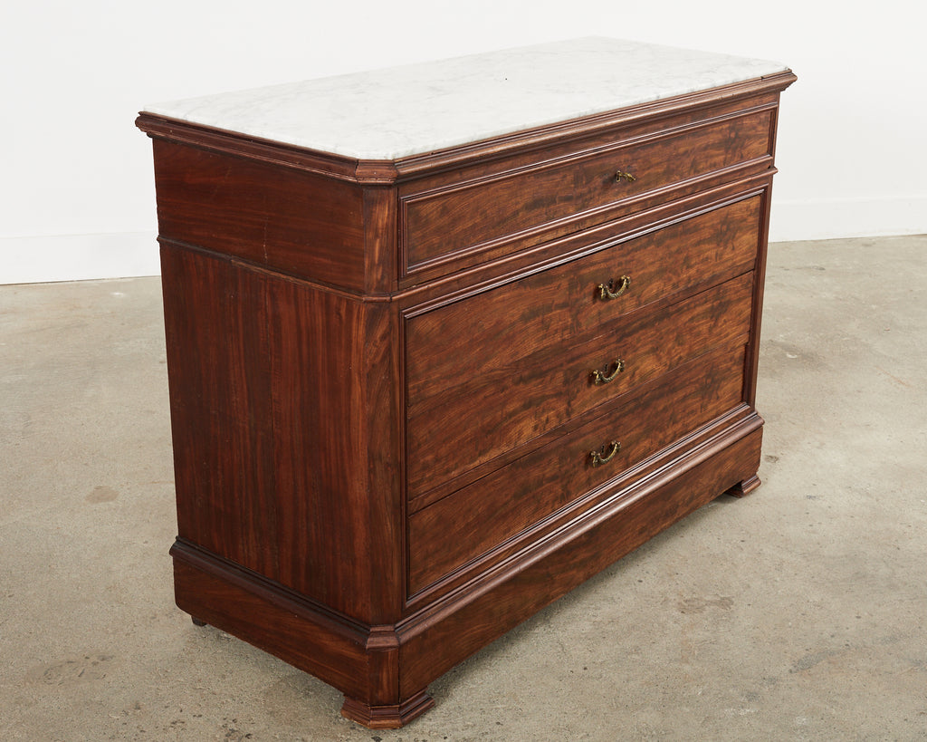French Louis Philippe Marble Top Commode with Secretary