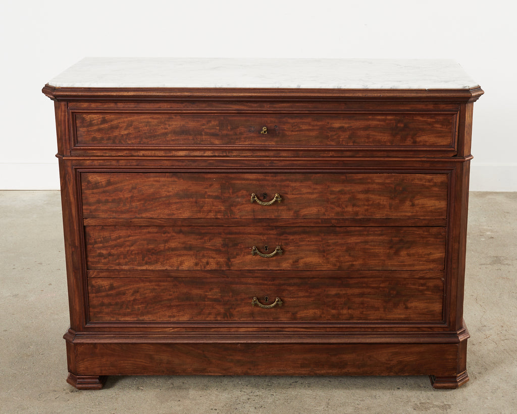 French Louis Philippe Marble Top Commode with Secretary