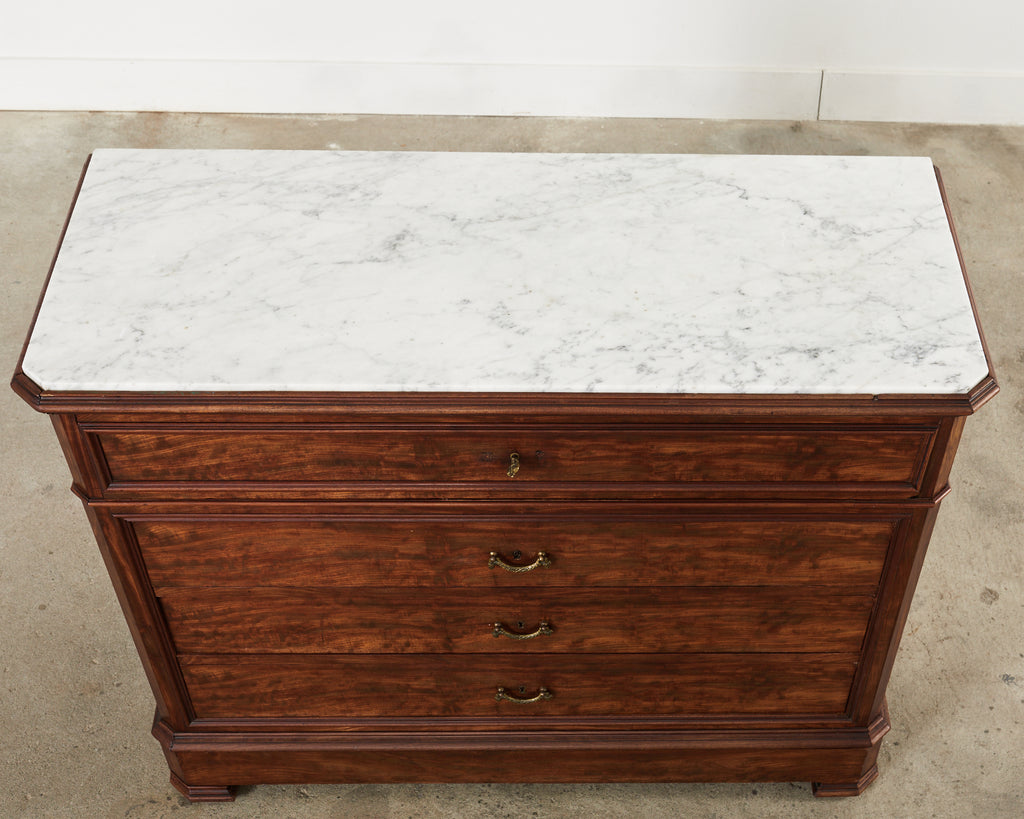 French Louis Philippe Marble Top Commode with Secretary