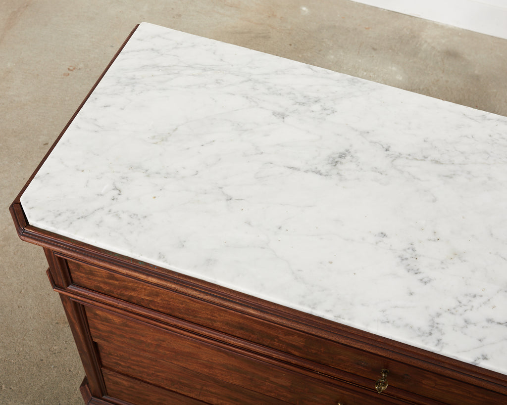 French Louis Philippe Marble Top Commode with Secretary