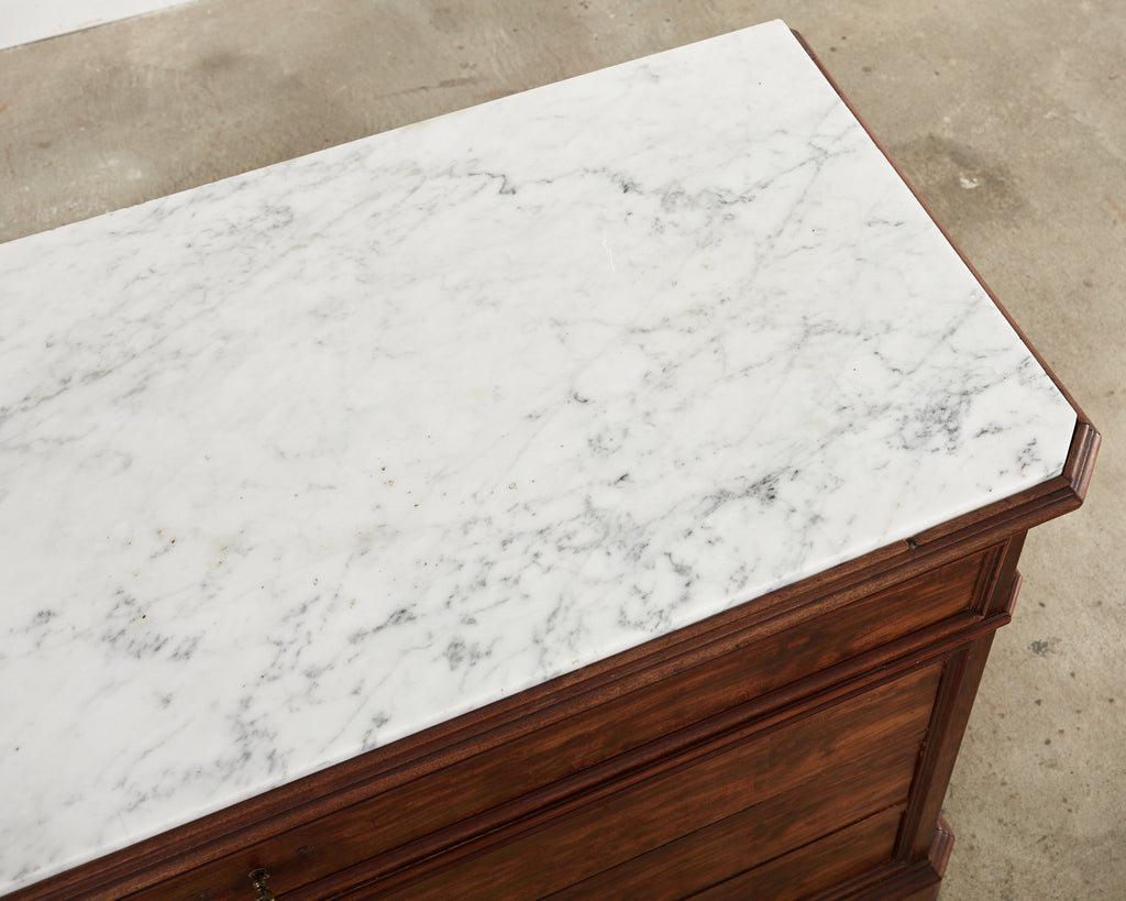 French Louis Philippe Marble Top Commode with Secretary