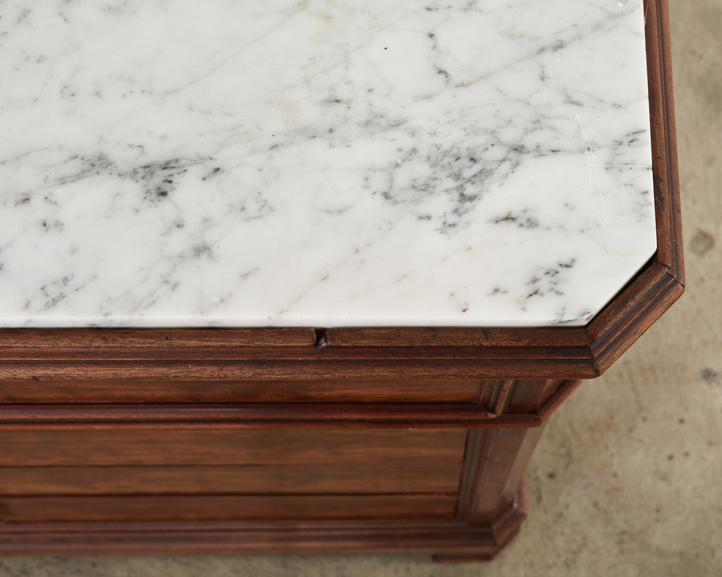 French Louis Philippe Marble Top Commode with Secretary