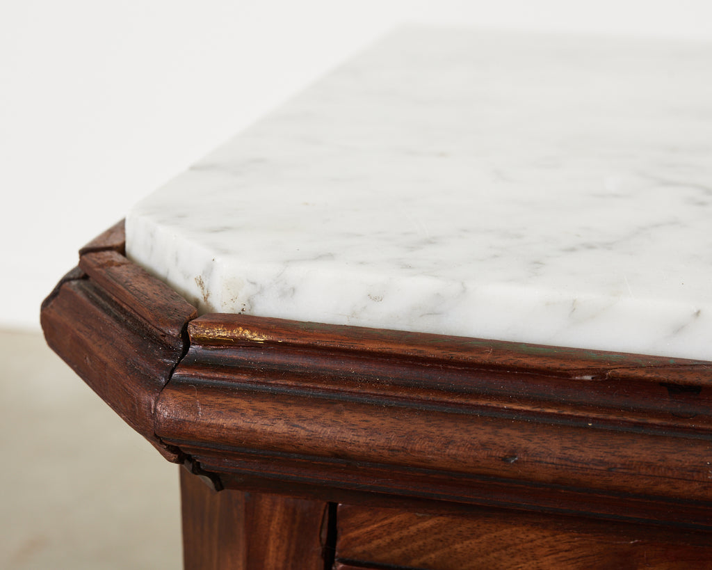 French Louis Philippe Marble Top Commode with Secretary
