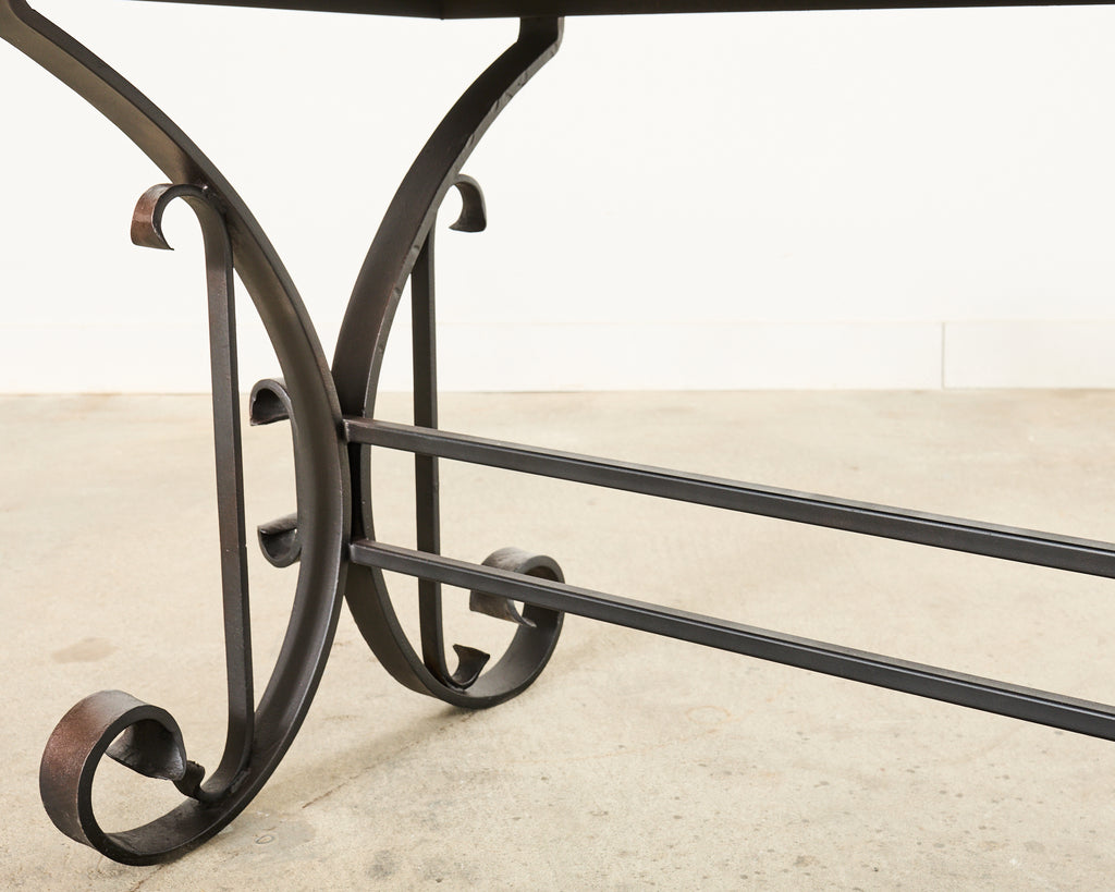 Italian Wrought Iron and Black Marble Dining Table
