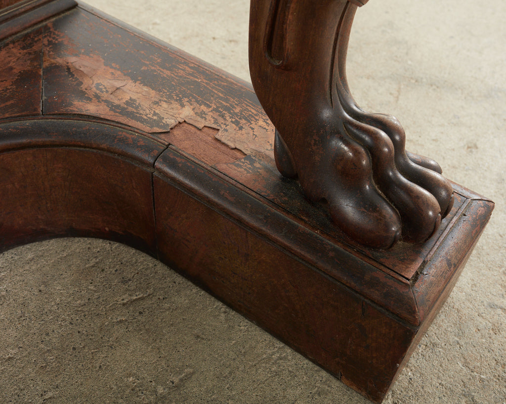 19th Century Charles X Style Mahogany Marble Top Console Table
