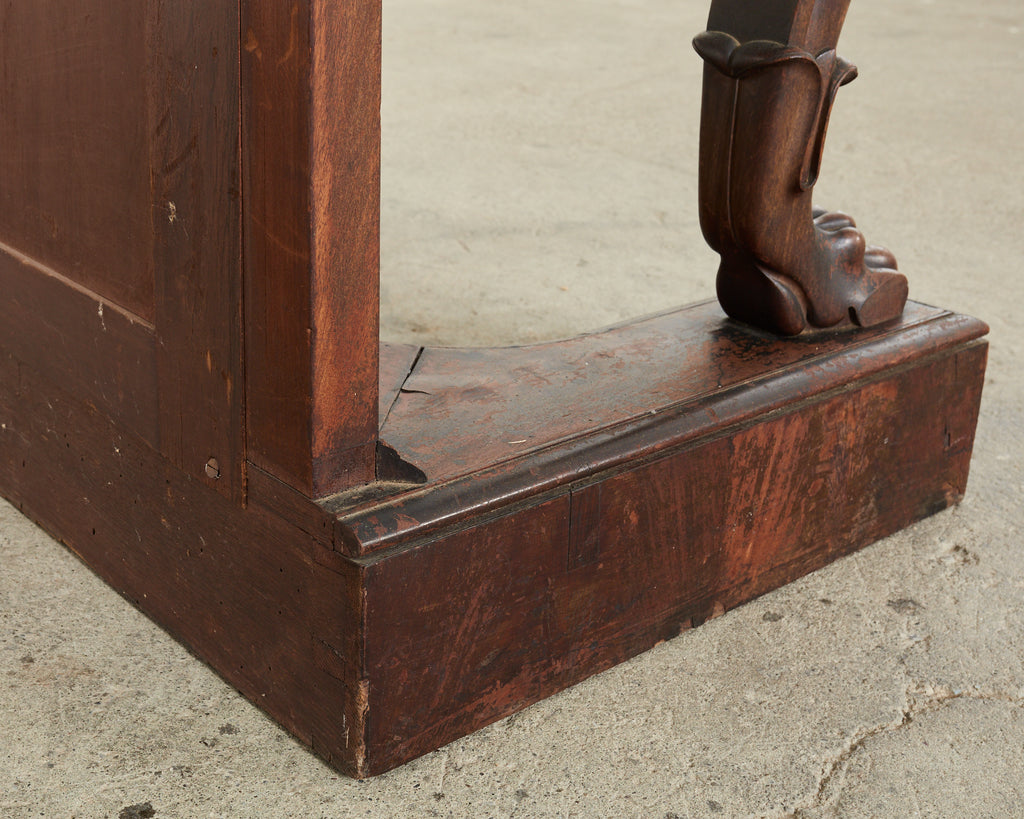 19th Century Charles X Style Mahogany Marble Top Console Table