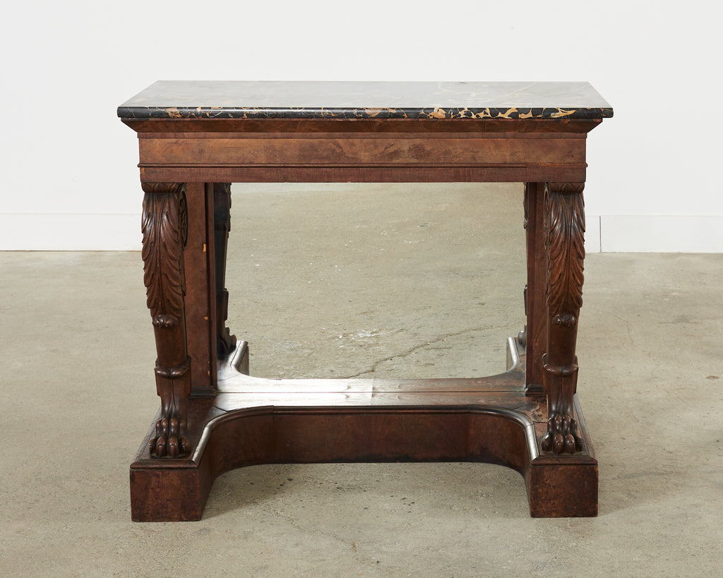 19th Century Charles X Style Mahogany Marble Top Console Table