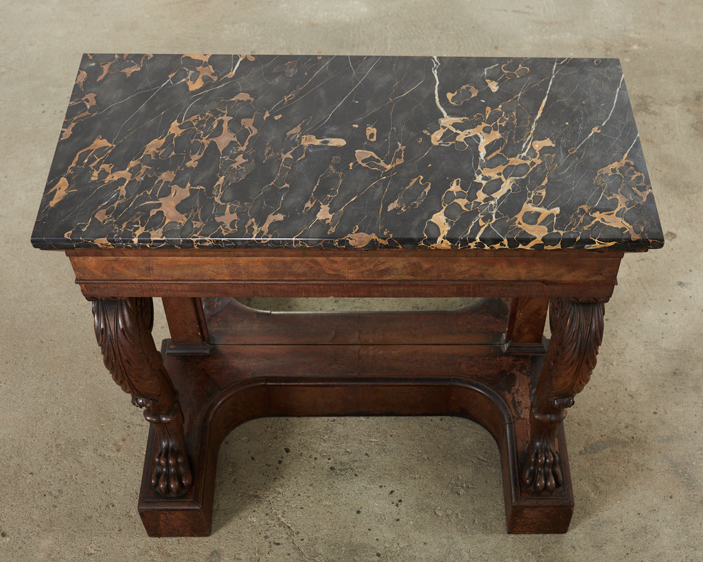 19th Century Charles X Style Mahogany Marble Top Console Table