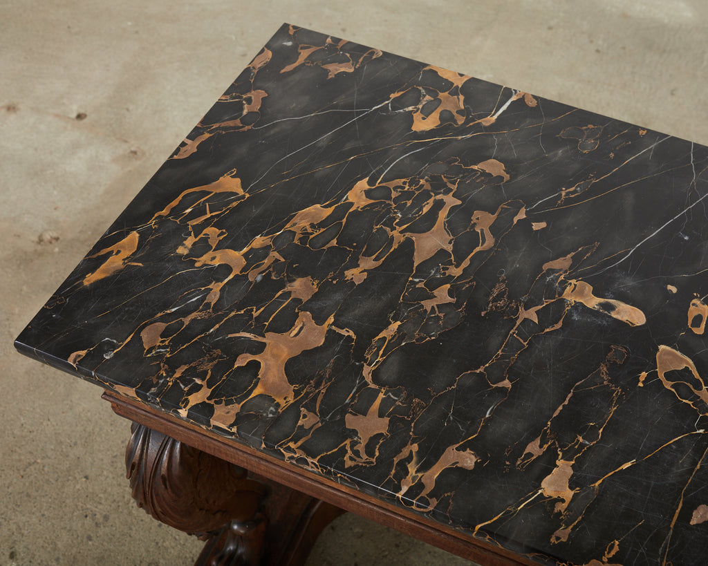 19th Century Charles X Style Mahogany Marble Top Console Table