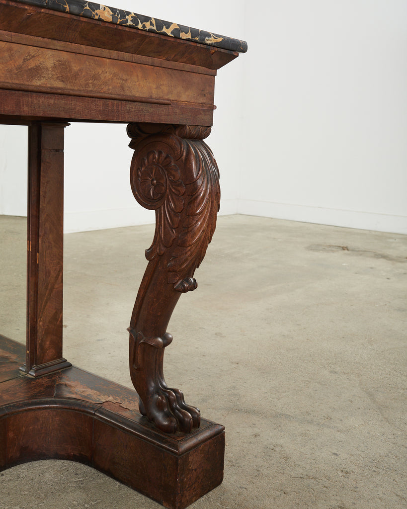 19th Century Charles X Style Mahogany Marble Top Console Table