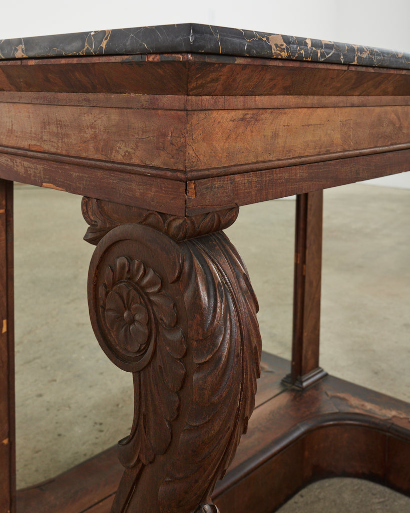 19th Century Charles X Style Mahogany Marble Top Console Table