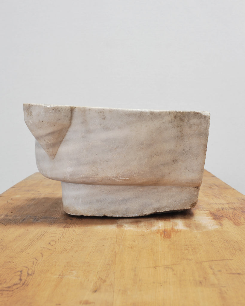 Large 19th Century European Carved Carrara Marble Mortar Basin