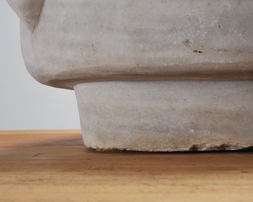 Large 19th Century European Carved Carrara Marble Mortar Basin