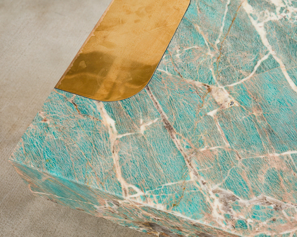 Thierry Lemaire Amazonite Gemstone Monolith Cocktail Table