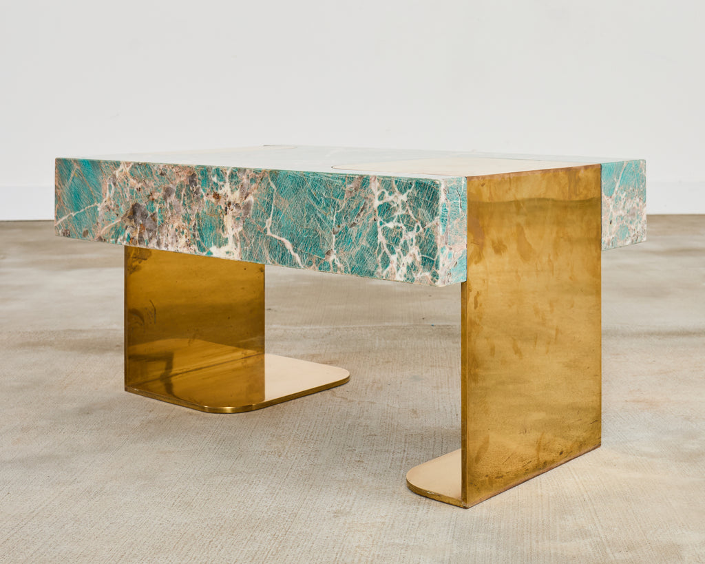 Thierry Lemaire Amazonite Gemstone Monolith Cocktail Table