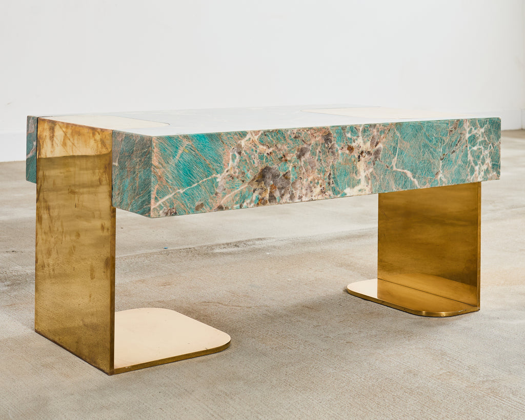 Thierry Lemaire Amazonite Gemstone Monolith Cocktail Table