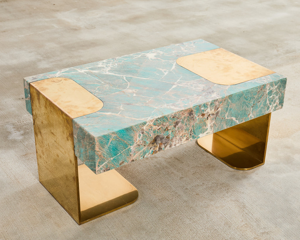 Thierry Lemaire Amazonite Gemstone Monolith Cocktail Table