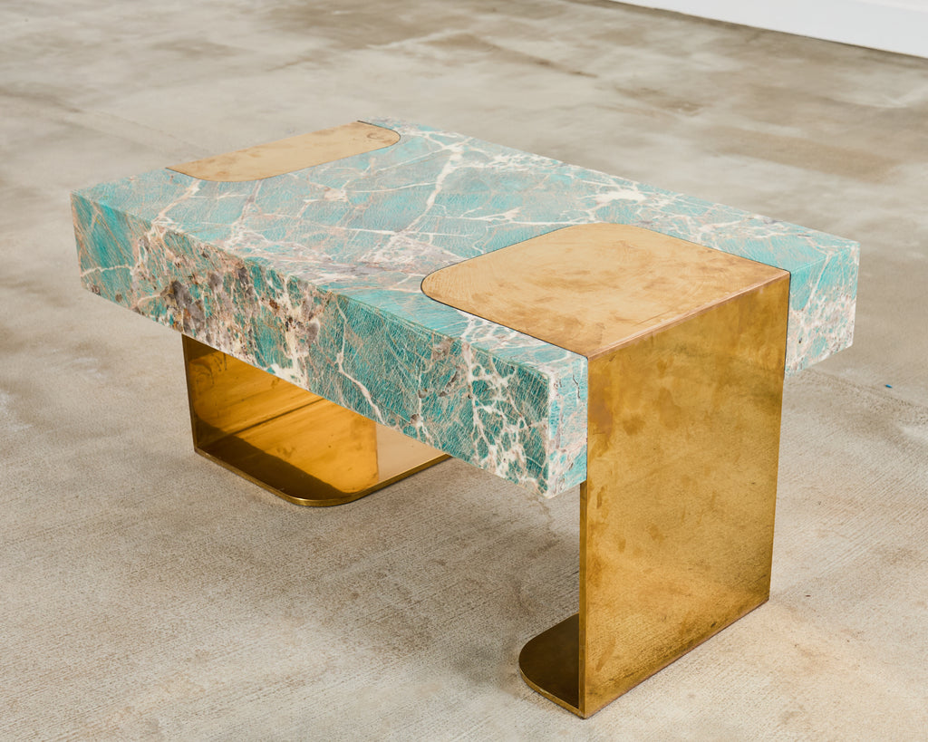 Thierry Lemaire Amazonite Gemstone Monolith Cocktail Table