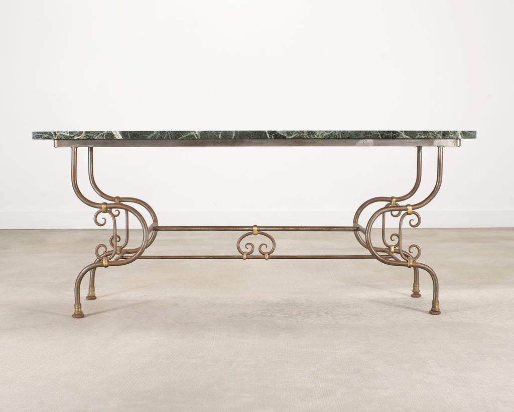 French Belle Époque Steel Marble Bronze Pâtisserie Table Console