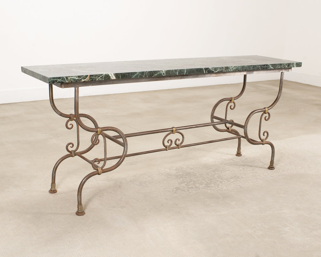 French Belle Époque Steel Marble Bronze Pâtisserie Table Console