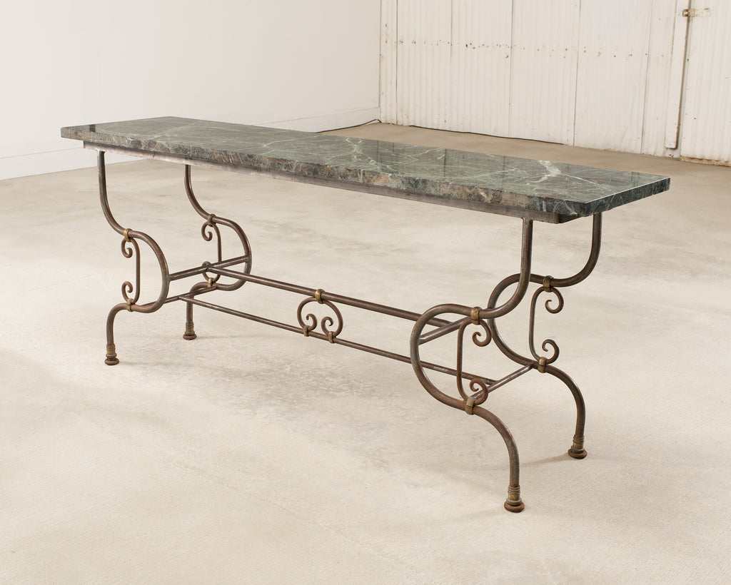 French Belle Époque Steel Marble Bronze Pâtisserie Table Console