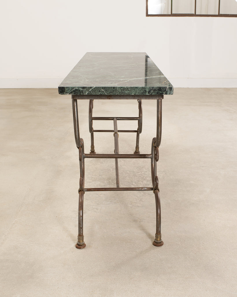 French Belle Époque Steel Marble Bronze Pâtisserie Table Console