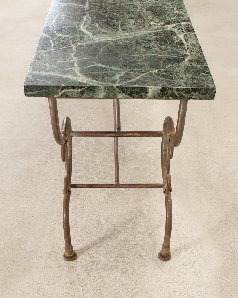 French Belle Époque Steel Marble Bronze Pâtisserie Table Console