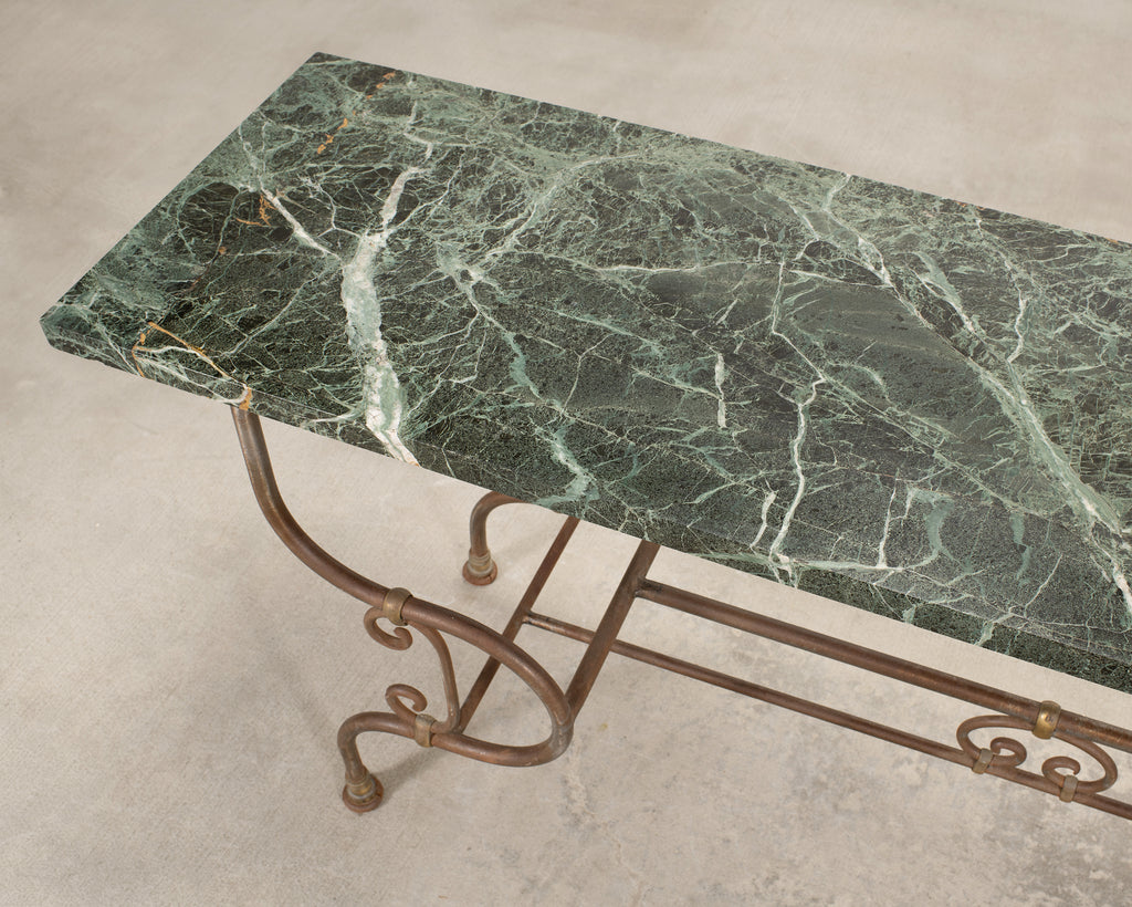 French Belle Époque Steel Marble Bronze Pâtisserie Table Console