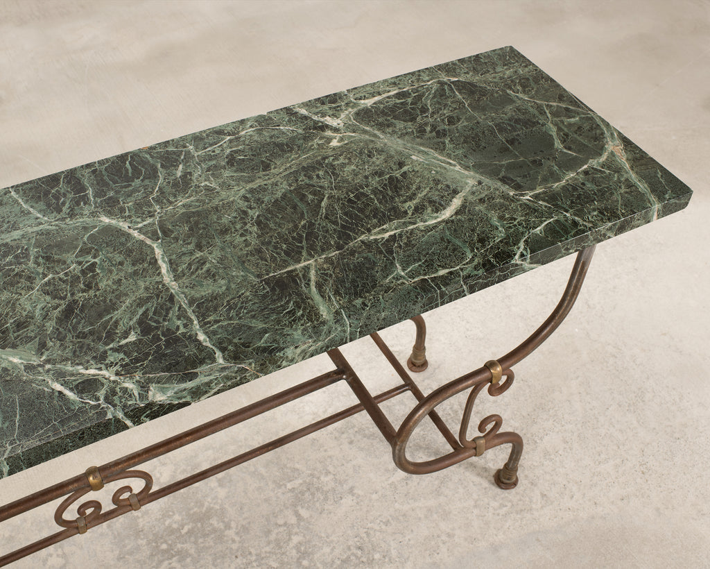 French Belle Époque Steel Marble Bronze Pâtisserie Table Console