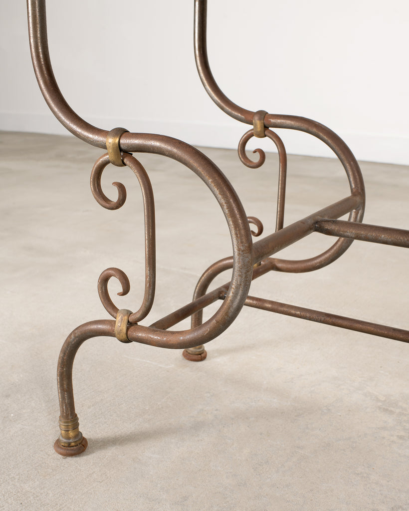 French Belle Époque Steel Marble Bronze Pâtisserie Table Console
