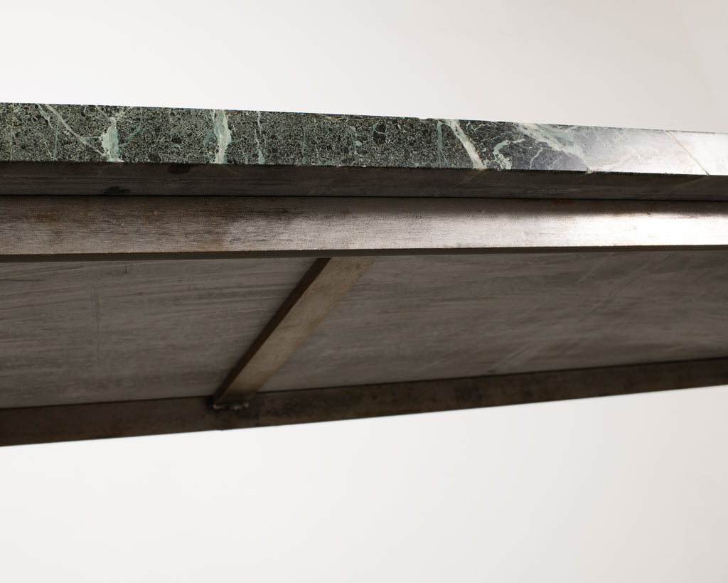 French Belle Époque Steel Marble Bronze Pâtisserie Table Console