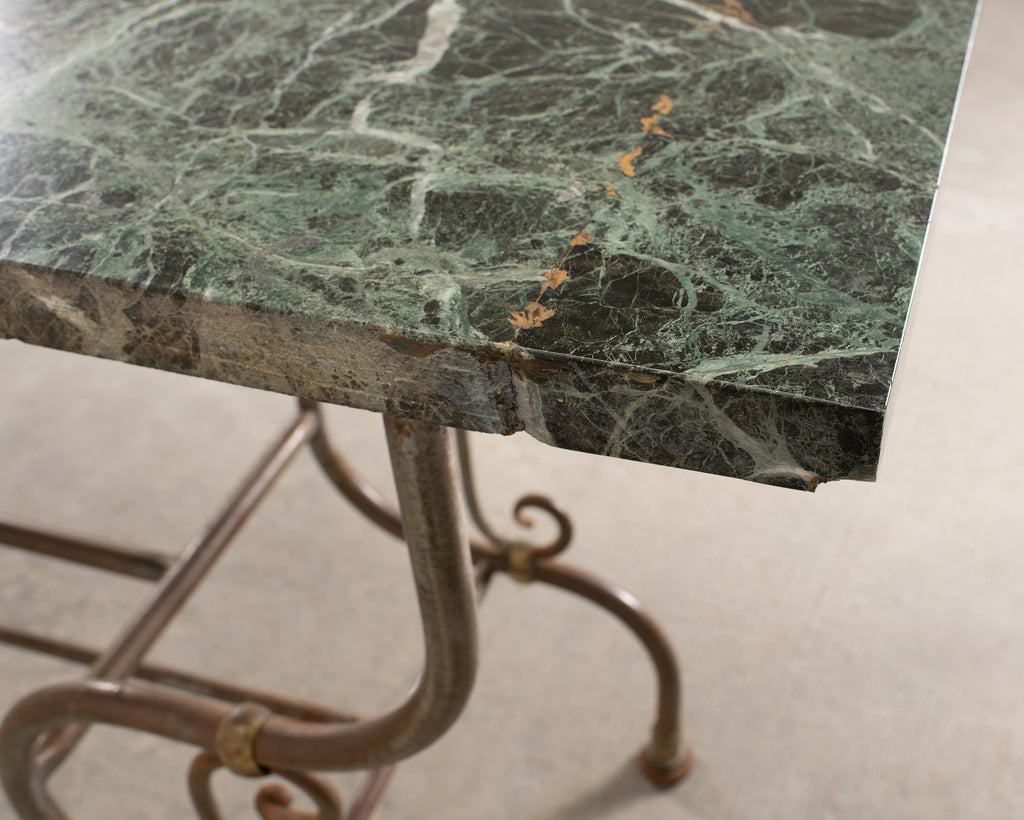 French Belle Époque Steel Marble Bronze Pâtisserie Table Console
