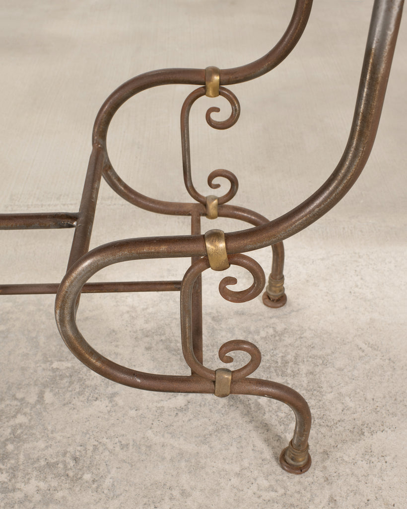 French Belle Époque Steel Marble Bronze Pâtisserie Table Console
