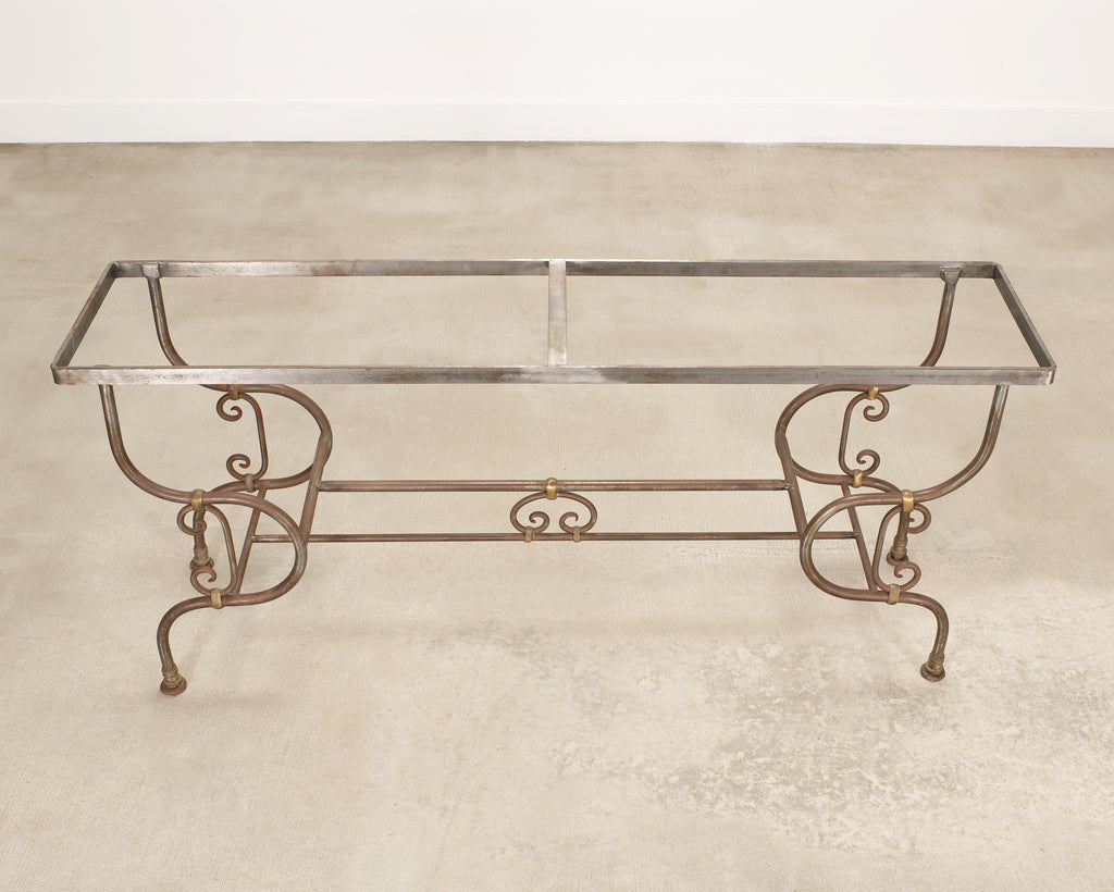 French Belle Époque Steel Marble Bronze Pâtisserie Table Console