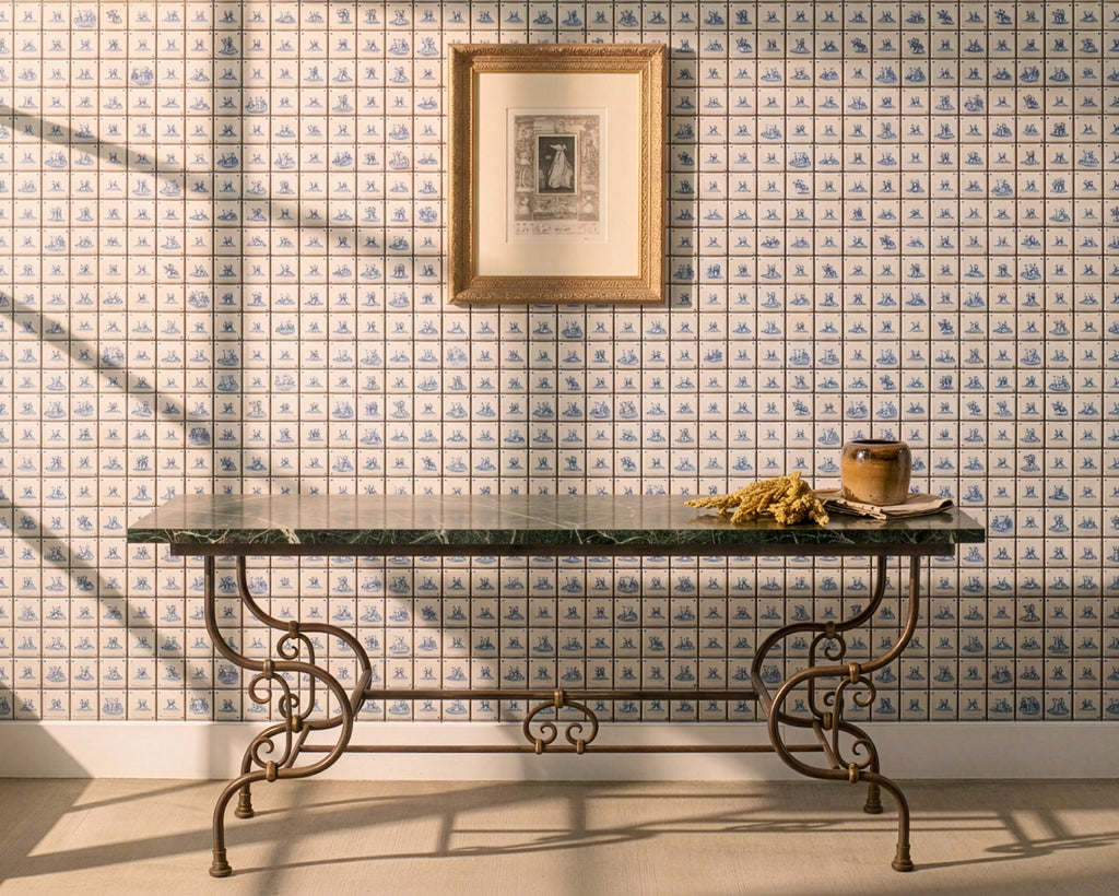 French Belle Époque Steel Marble Bronze Pâtisserie Table Console