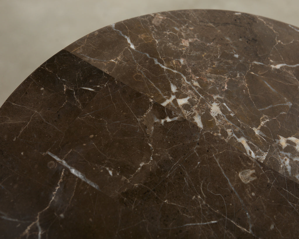 Neoclassical Style Round Tessellated Marble Stone Pedestal