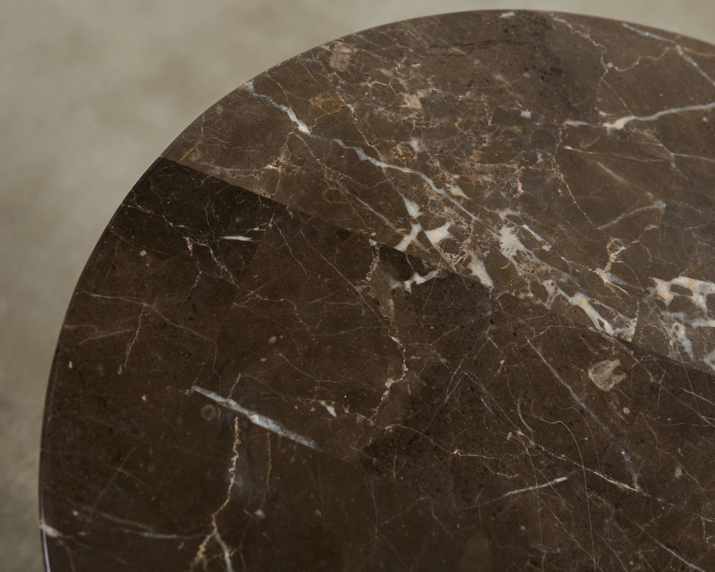 Neoclassical Style Round Tessellated Marble Stone Pedestal