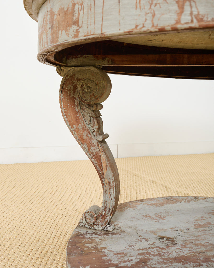 Monumental Swedish Gustavian Style Marble Top Center Table