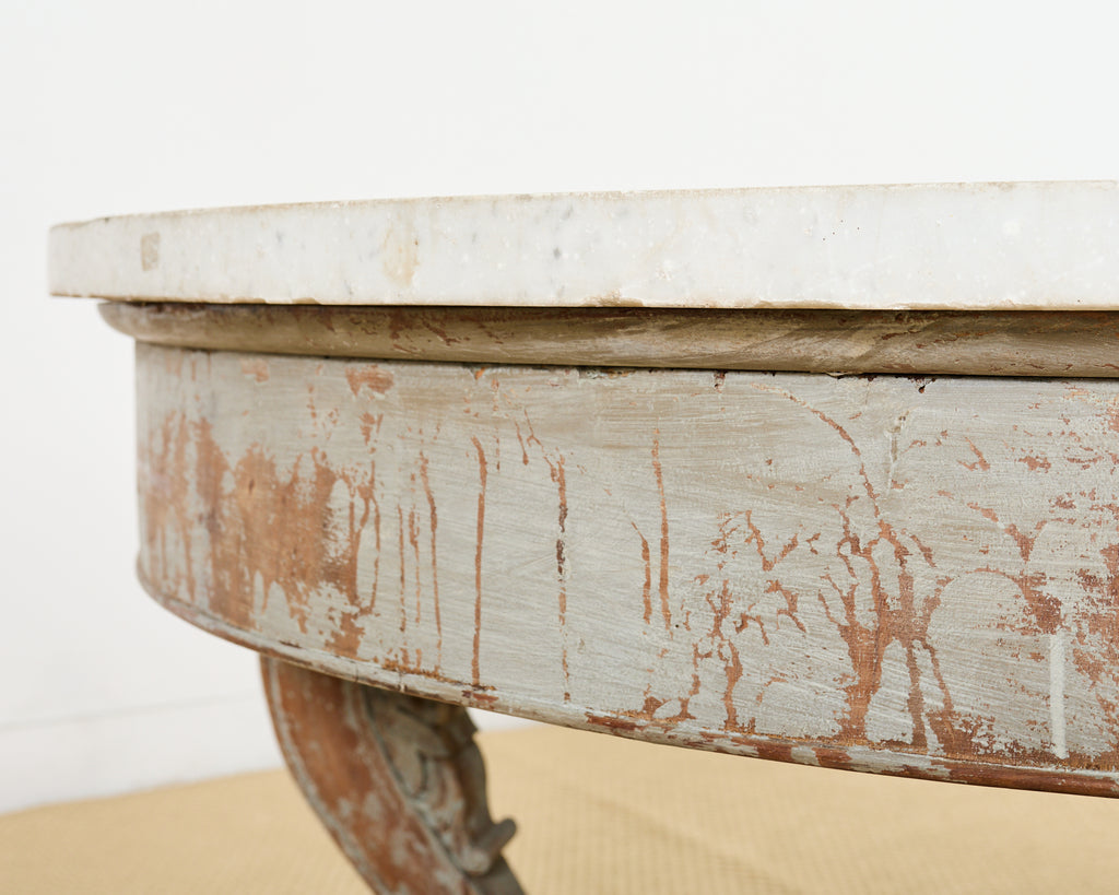 Monumental Swedish Gustavian Style Marble Top Center Table